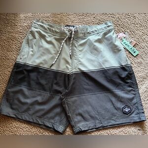 NWT Spicy Tuna Swim Trunks UPF 50+ Mesh lined Shorts Sz Large in Charcoal